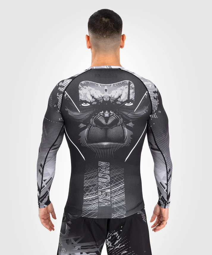 Rashguard - Venum - 'Gorilla Jungle' - Pitkähihainen - Musta/Valkoinen