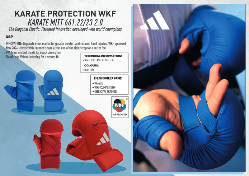Karate otteluhanskat - Adidas - WKF, Punainen