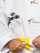 WT-Taekwondopuku - Deado - valkoinen kaulus, ribattua kangasta - Valkoinen