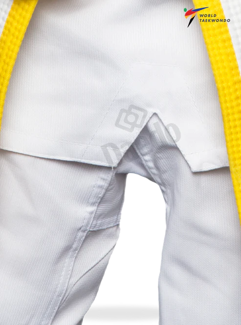 WT-Taekwondopuku - Deado - valkoinen kaulus, ribattua kangasta - Valkoinen