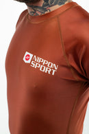 Rash Guard - Nippon Sport - 'Classic' - Lyhythihainen - Ruskea