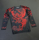 Rash Guard - Nippon Sport X Maga - 'Eagle' - Pitkähihainen - Musta/Punainen