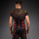 Rashguard - Venum - Quetzal Fury - Lyhythihainen, Musta/Punainen/Oranssi