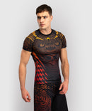 Rashguard - Venum - Quetzal Fury - Lyhythihainen, Musta/Punainen/Oranssi