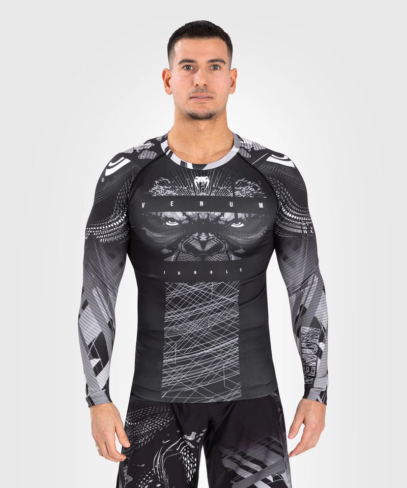 Rashguard - Venum - 'Gorilla Jungle' - Pitkähihainen - Musta/Valkoinen