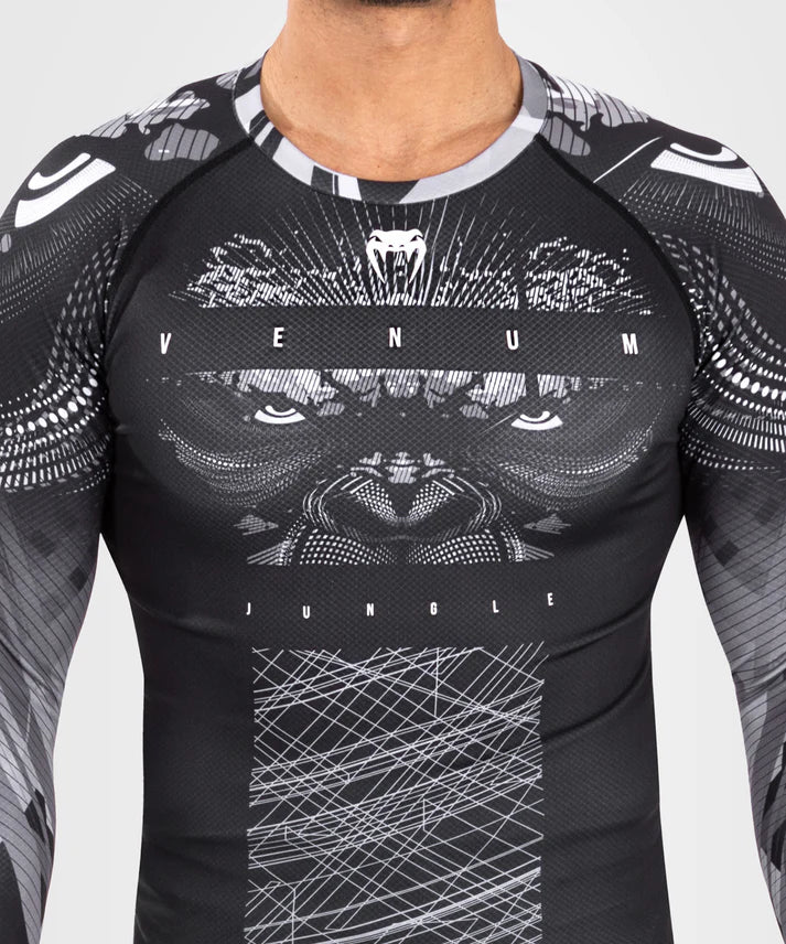 Rashguard - Venum - 'Gorilla Jungle' - Pitkähihainen - Musta/Valkoinen