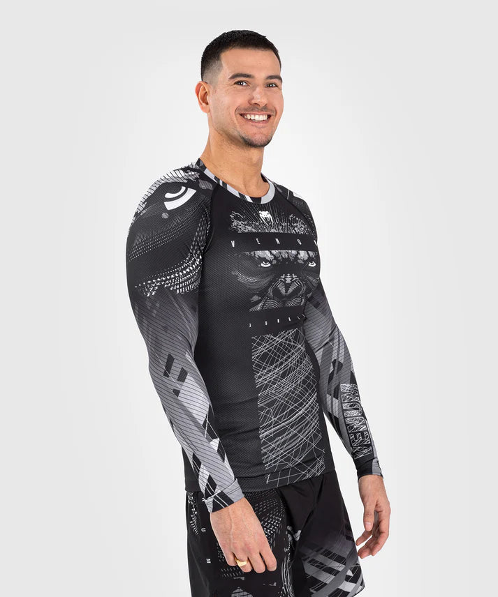 Rashguard - Venum - 'Gorilla Jungle' - Pitkähihainen - Musta/Valkoinen