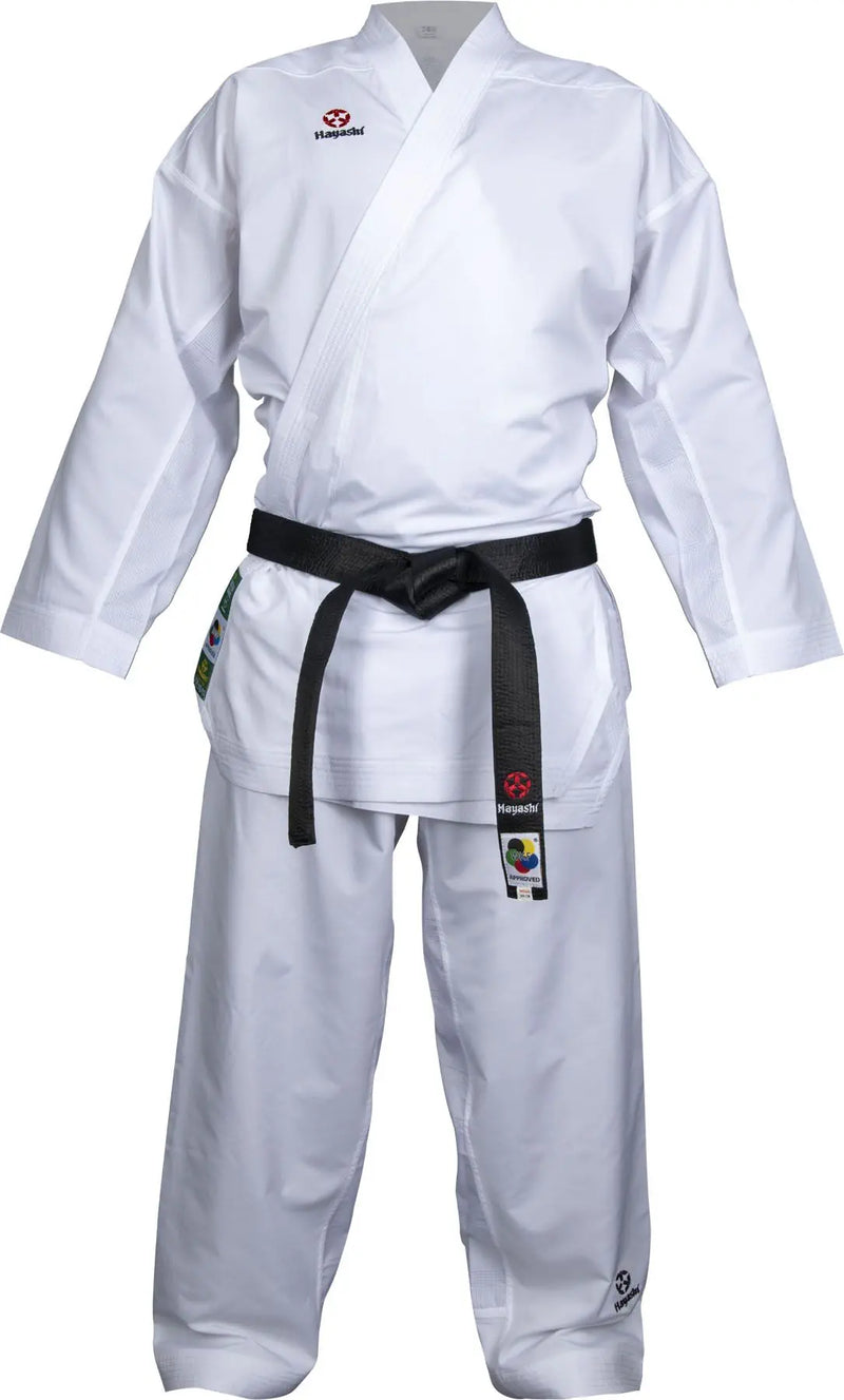 Green Karate-Gi - Hayashi - 'Premium Kumite' - White/red embroidery