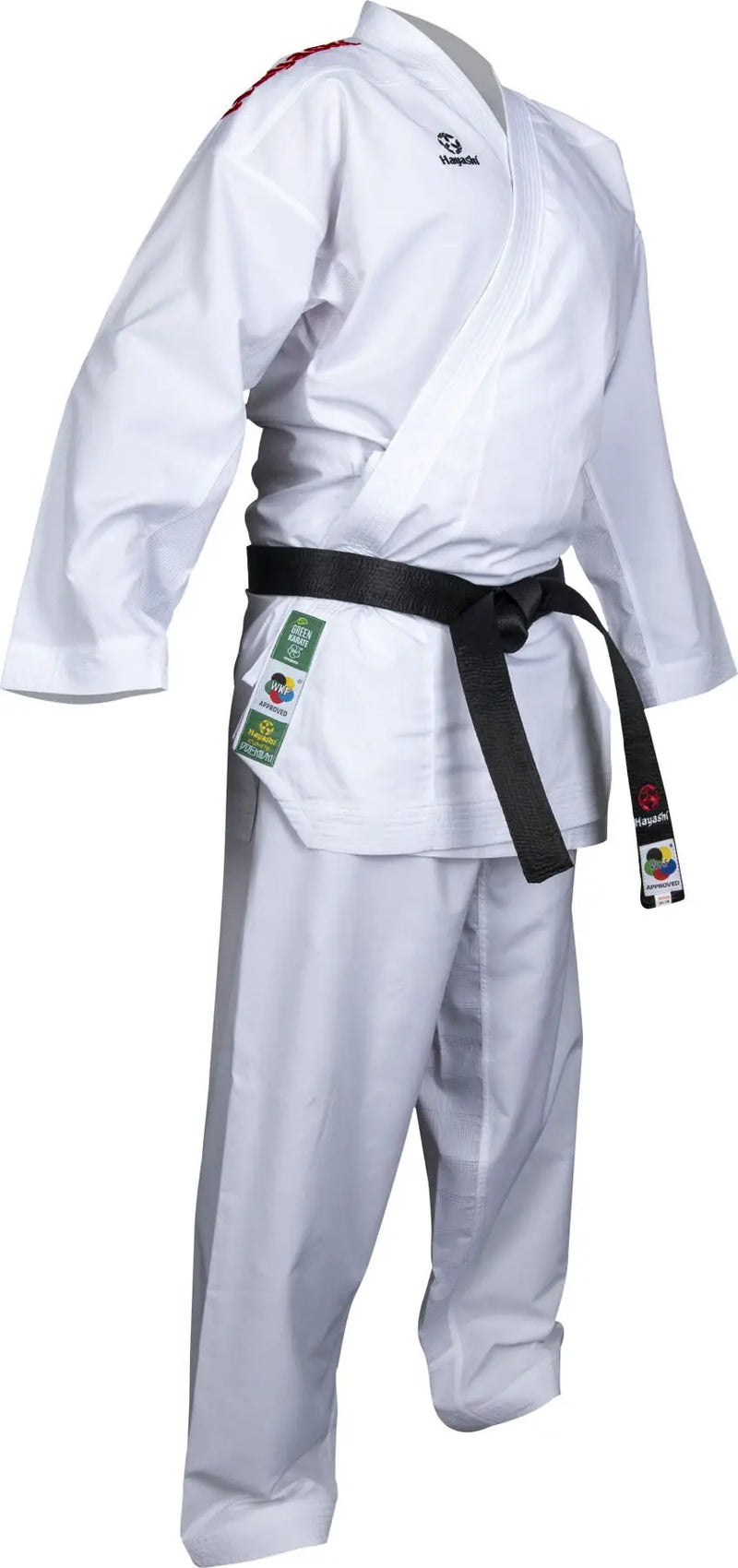 Green Karate-Gi - Hayashi - 'Premium Kumite' - White/red embroidery