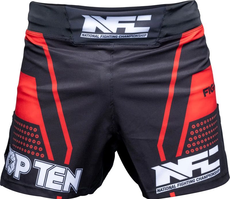 MMA-Shortsit - TOP TEN - 'NFC' - Musta/Punainen