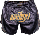 Muay Thai Shortsit - TOP TEN - 'Nong Han' - Musta/kulta