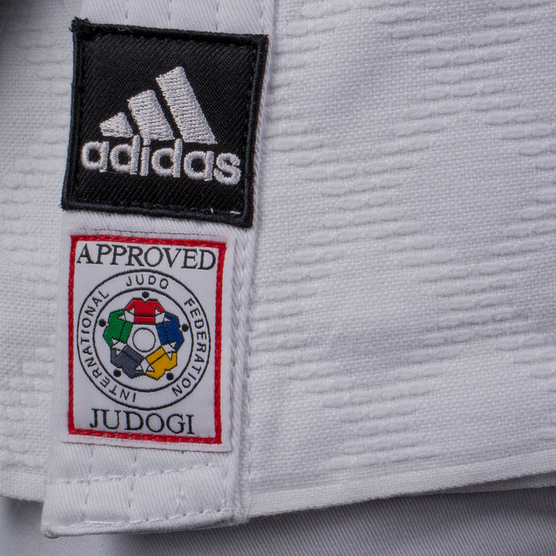 IJF Adidas judopuku - Red Label judo gi Champion 2.0 - Slim Fit - Valkoinen