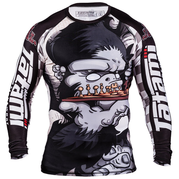 Rashguard - Tatami - 'Chess Gorilla' - White-Black