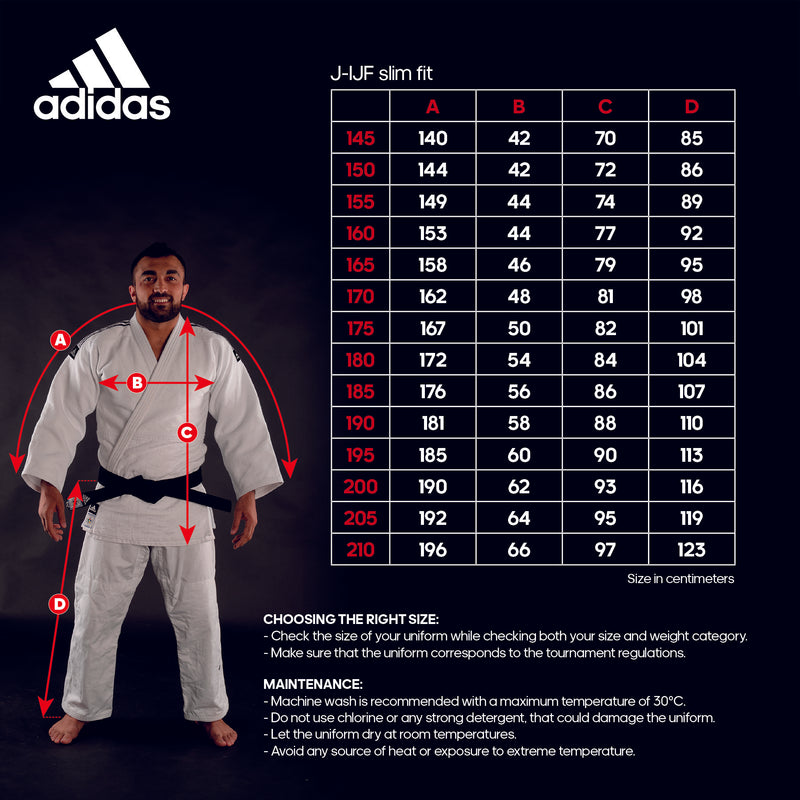 Adidas judo gi - Champion 2.0 - IJF Red Label- Slim Fit - Valkoinen/punainen