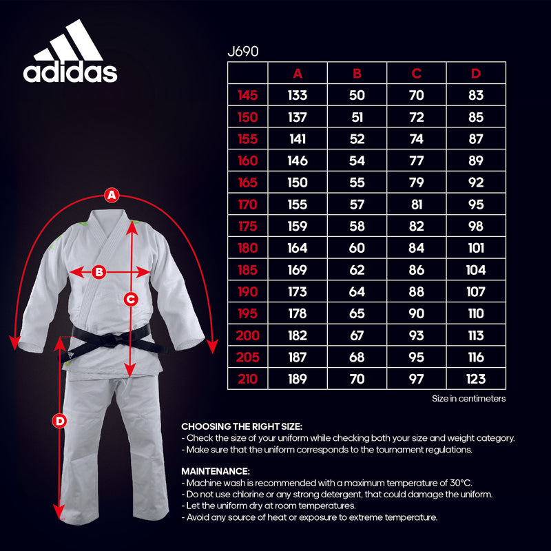 Judogi - Adidas - Quest J690 - Valkoinen/Keltainen