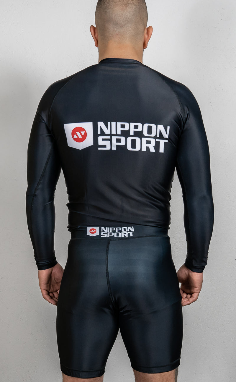Rash Guard - Nippon Sport - 'Pitkähihainen' - Musta